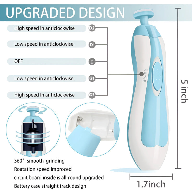6-in-1 Safe and Efficient Multi-Functional Ergonomic Mini Electric Baby Nail Trimmer